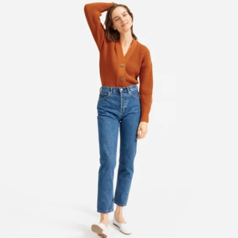 Everlane - Texture Cotton Crop Cardigan in Cider